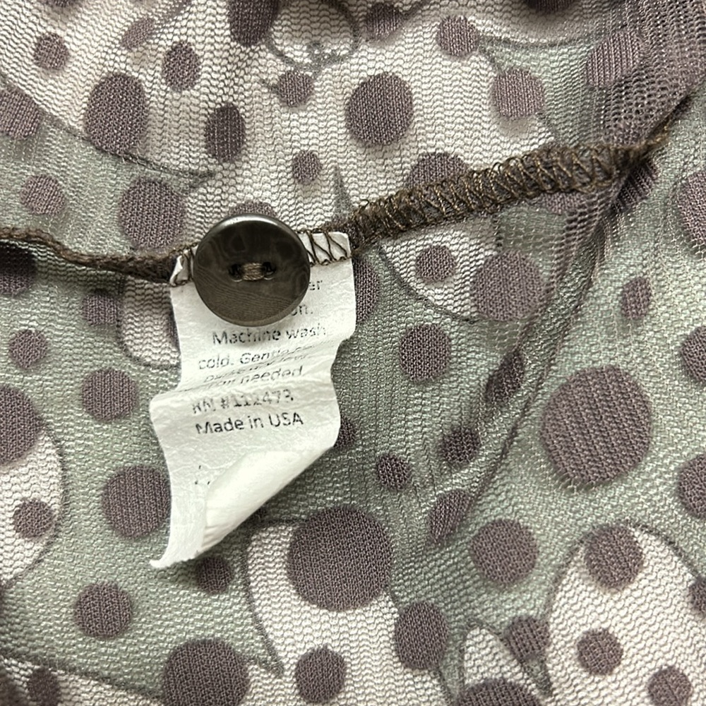 Neesh by D.A.R Anthropologie Sheer Polka Dot Cardigan Top Gray/Brown M - Picture 11 of 11